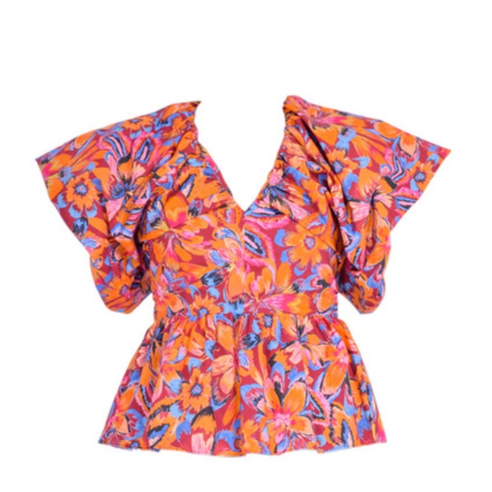 GILNER FARRAR Tricia Blouse in Painted Flora, WORN ONCE, EXCELLENT CONDITION